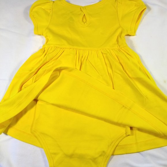 PRIMARY Baby Puff-Sleeve Dress, attached onesie, Sunshine Yellow, size18-24mos. - Picture 4 of 10